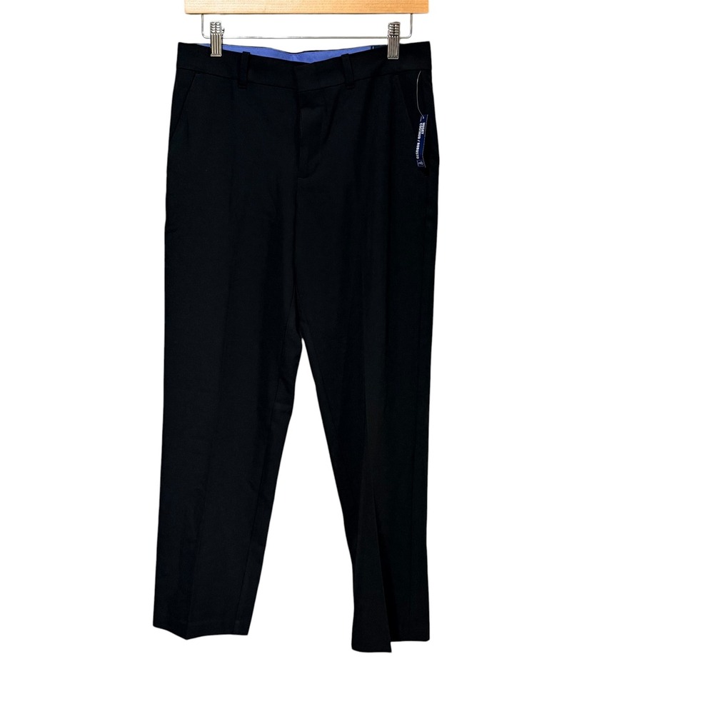 IZOD Boys Black Flat Front Stretch Dress Pants Husky Size 14 ITABE008-001